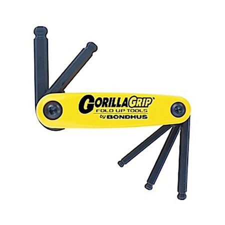 HEX KEY SET 5 PCE FOLD-UP BALLDRIVE,GORILLAGR,3/16-3/8in