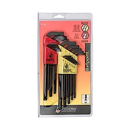 HEX KEY SET 22PCE L-WRENCH IMPERIAL/METRIC, BALL END