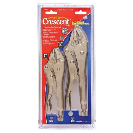 LOCKING PLIER SET, 2PC CURVED JAW 175mm(7in) & 250mm(10in)