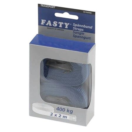 TIE STRAP, 2m x 25mm TRANSPORT CAP. 400kg BLUE [2] PACK