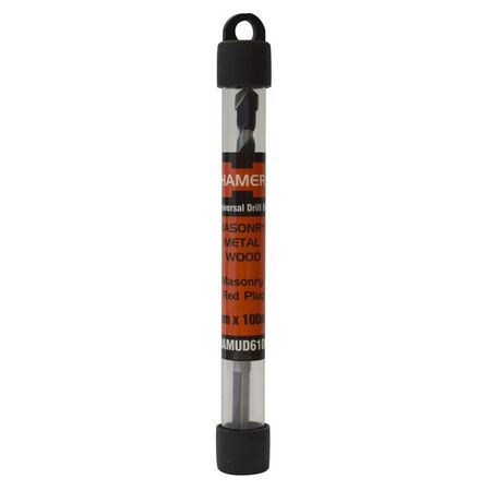 DRILL BIT, UNIVERSAL 6mm x 100mm, SUITS MASONRY