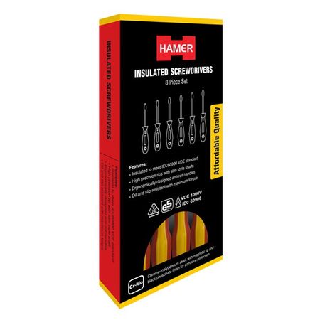 SCREWDRIVER SET, 8 PIECE INCL. 3,4,5.5,6mm SL,#0,1,2PH&TESTER