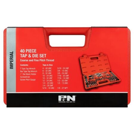 TAP AND DIE SET 40PCE UNC/UNF IMPERIAL, CARBON STEEL