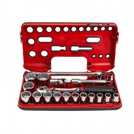SOCKET SET, DETECTION 1/2in 21 PIECE W/ PREMIUM RATCHET