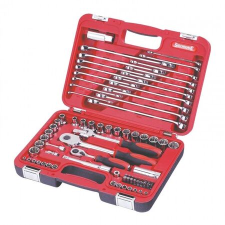 SOCKET SET, METRIC/AF 1/4 & 1/2in DRIVE, 79PCE