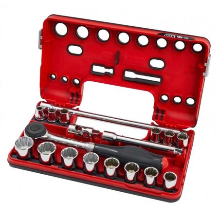 SOCKET SET, DETECTION 3/8in 18 PIECE W/ ROTATOR RATCHET