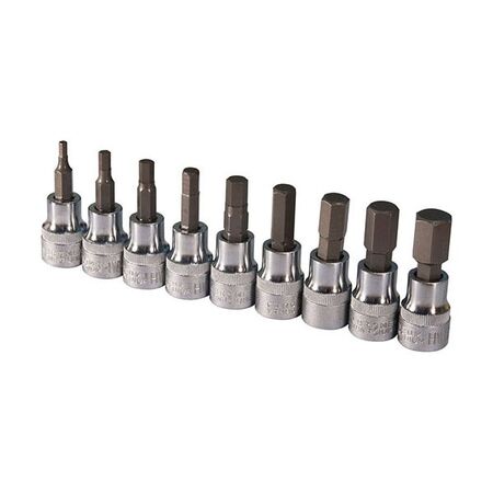 SOCKET SET, 3/8in DRIVE METRIC, IN-HEX 9PCE