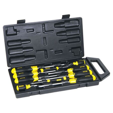 SCREWDRIVER SET 10pce-CASE CUSHION GRIP NON-INSULATED