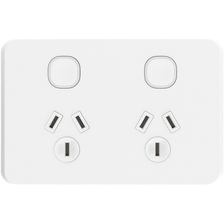 KASTA Smart Double Powerpoint, Edgy Series, Horizontal, White