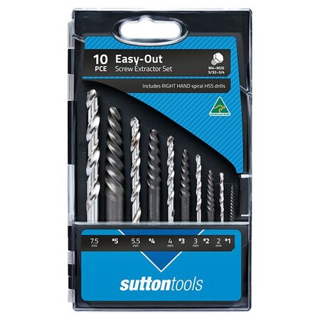 SCREW EXTRACTOR, M603 S20 SET 10PCE, 2.0 TO 7.5mm DRILLS