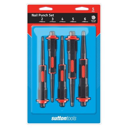 NAIL PUNCH, M709 SOFT GRIP [5] PCE SET (2, 3, 4, 5, 6mm)