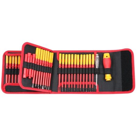 SCREWDRIVER SET, CHANGEABLE INSULATED VDE, 50 PIECE