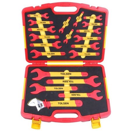 WRENCH SET, INSULATED 20 PIECE OPEN JAW, 1 x 250mm ADJUSTABLE