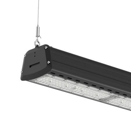 HANECO ARIS 150W LINEAR HIGHBAY 40x120D IP65 (Inc wiring) IK10 BLACK 5K 400mm0-10VDIM Brackets