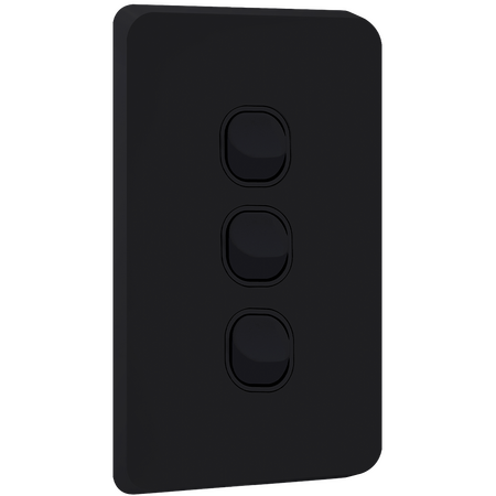 Unison Edgy Switch, 5 Gang, 10AX, 250V a.c., Horizontal, Matte Black
