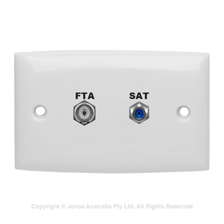 OUTLET DUAL WALLPLATE PAL FEMALE TO F FEMALE & F FEMALE TO F FEMALE 3 GHZ FOXTEL