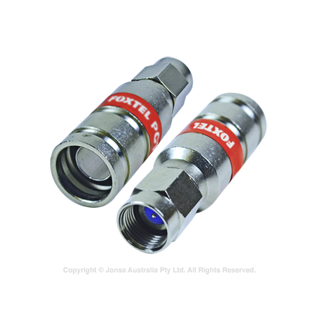 CONNECTOR F MALE COMPRESSION RG11 FOXTEL LOGO UNI LOCKING