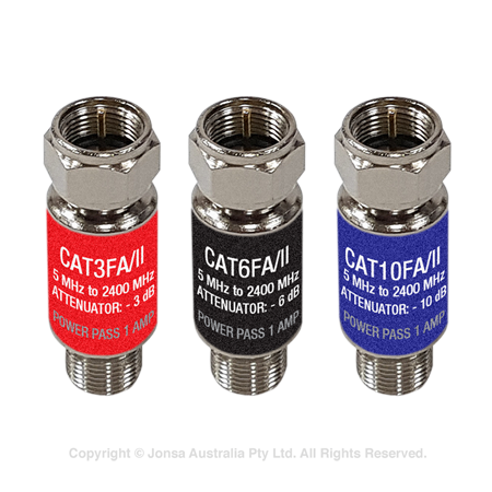 ATTENUATOR F MALE TO F FEMALE 3dB RATED 1 AMP (WITHOUT O-RING)