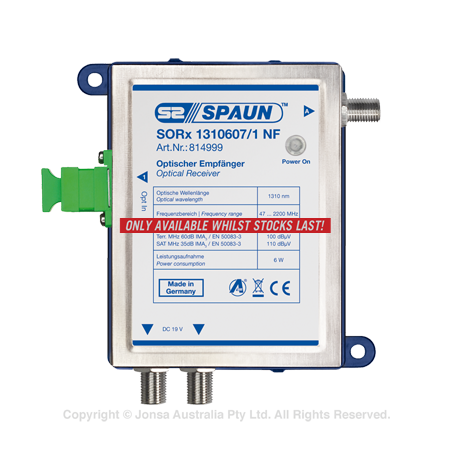 OPTICAL RECEIVER, 1 INPUT, OPTICAL WAVELENGTH 1310NM