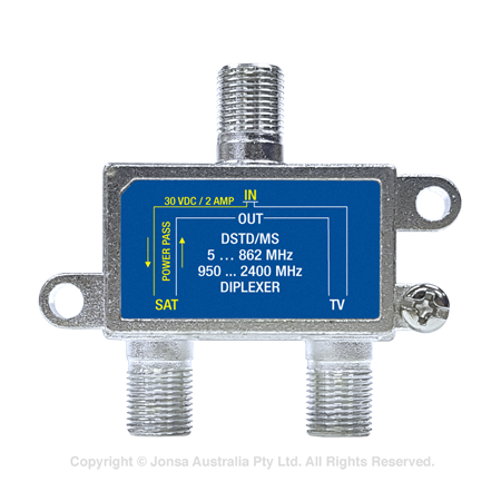 DIPLEXER SAT & FTA F TYPE 30VDC 2AMP