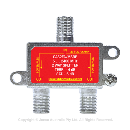 SPLITTER 2WAY F TYPE 5...2400MHz RPP 2A