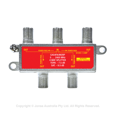 SPLITTER 4WAY F TYPE 5...2400MHz RPP 2A