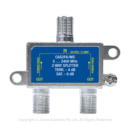 SPLITTER 2WAY F TYPE 5...2400MHz PP 2A