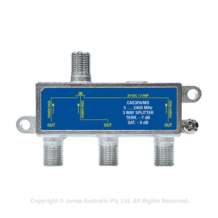 SPLITTER 3WAY F TYPE 5...2400MHz PP 2A