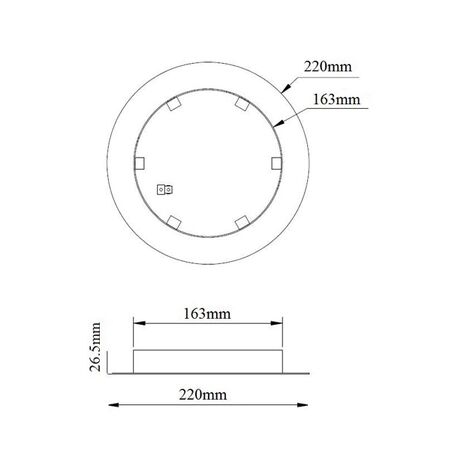 Cluster Canopy S/M BLK RND for 6 Lights OD220mm
