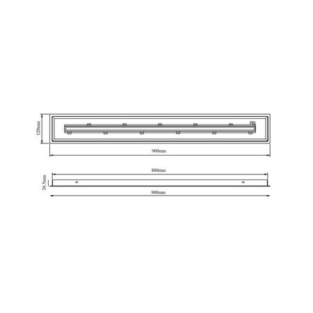 Cluster Canopy S/M Blk RECT for 11 Lights L900mm