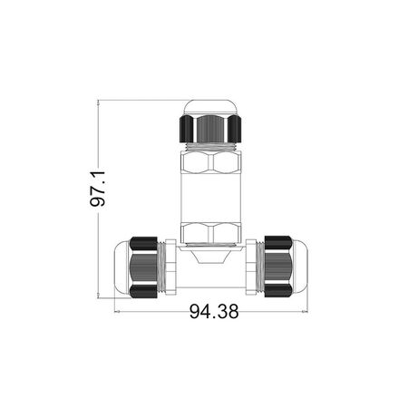 CONNECTOR 3 Way T Shape IP68 W/Proof