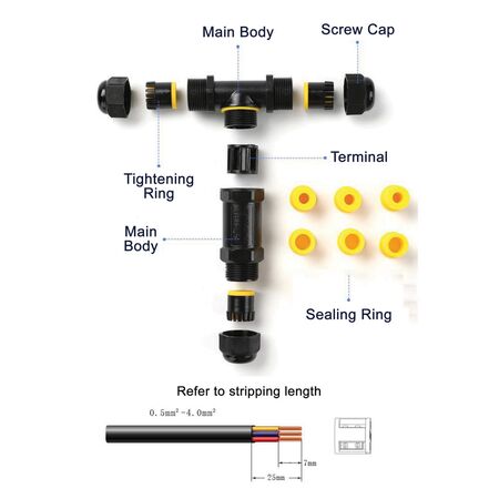 CONNECTOR 3 Way Y Shape IP68 W/Proof