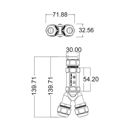 CONNECTOR 3 Way T Shape IP68 W/Proof