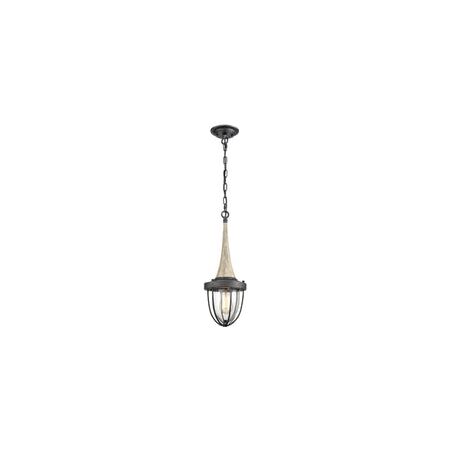 PENDANT ES Weathered Charcoal & washed wood CAGE OD180mm
