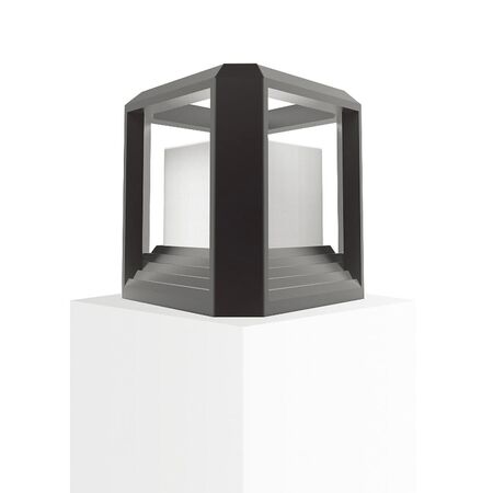 WALL S/M 20W SQ Matt Blk 3K IP65 4 x Opal Diff 850 Lm