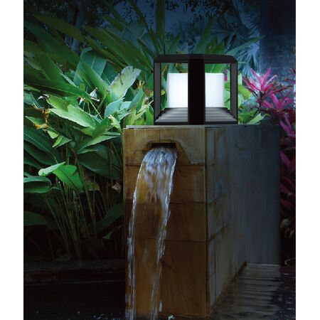 WALL S/M 20W SQ Matt Blk 3K IP65 4 x Opal Diff 850 Lm