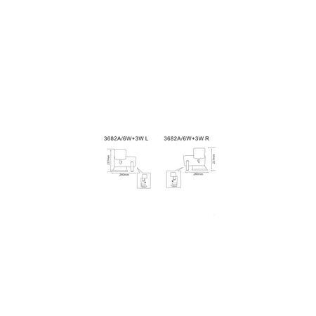 WALL Int City S/M 6W + 3W Reader Matt Wh w/Frosted Diff RIGHT