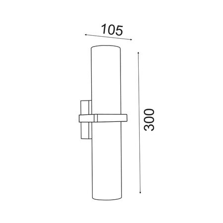 PILLAR Up/Dn Double GU10 x 4 RECT Base IP65 Blk OD155mm X H 300mm