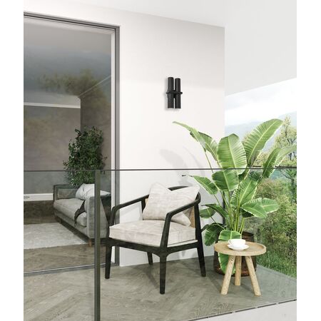 PILLAR Up/Dn GU10 x 2 SQ Base IP65 Blk OD105mm X H 300mm
