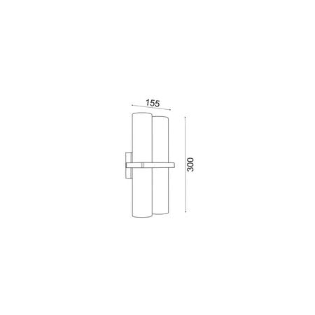 PILLAR Up/Dn Double GU10 x 4 RECT Base IP65 Blk OD155mm X H 300mm