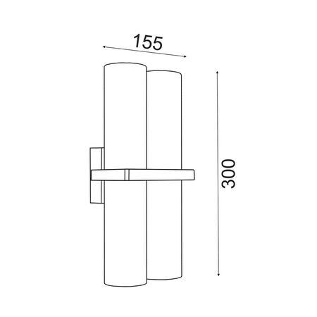 PILLAR Up/Dn Double GU10 x 4 RECT Base IP65 Blk OD155mm X H 300mm