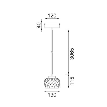 PENDANT S/M LED Smokey Black Glass w/Segments Ellipse 5W Tri 3K/4K/6K 182 Lm