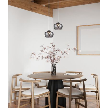 PENDANT S/M LED Smokey Black Glass w/Segments Ellipse 5W Tri 3K/4K/6K 182 Lm