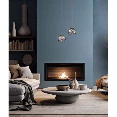 PENDANT S/M LED Smokey Black Glass w/Segments Ellipse 5W Tri 3K/4K/6K 182 Lm