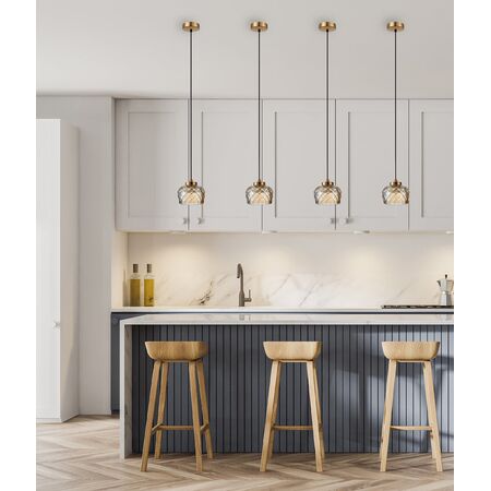 PENDANT S/M LED Amber Glass w/Segments Ellipse 5W Tri 3K/4K/6K 281 Lm