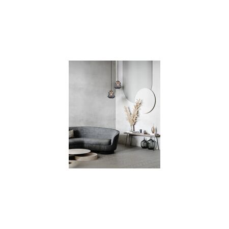 PENDANT ES Smoke Glass Angled Bell w/Ant.Brass Highlgt OD170mm
