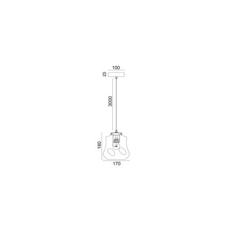 PENDANT ES Smoke Glass Angled Bell w/Ant.Brass Highlgt OD170mm