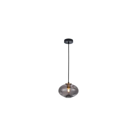 PENDANT ES Smoke Glass Oval w/Ant.Brass Highlight OD180mm