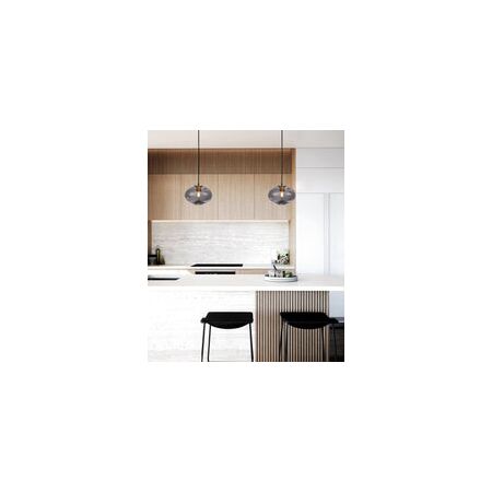 PENDANT ES Smoke Glass Oval w/Ant.Brass Highlight OD180mm