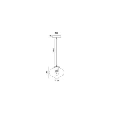 PENDANT ES Smoke Glass Oval w/Ant.Brass Highlight OD180mm